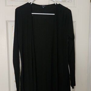 Ambiance Apparel Black Ribbed Longline Open Front Cardigan Duster